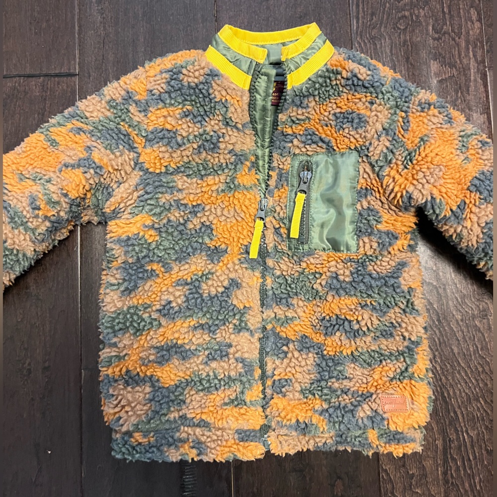 7 for all Mankind Toddler Boys Sherpa Look Camo Print jacket!
